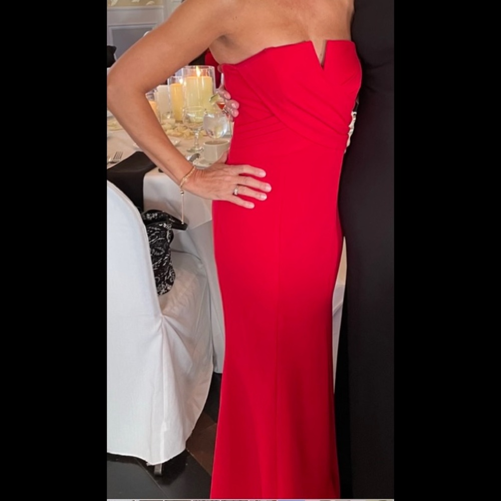 Stunning red strapless gown